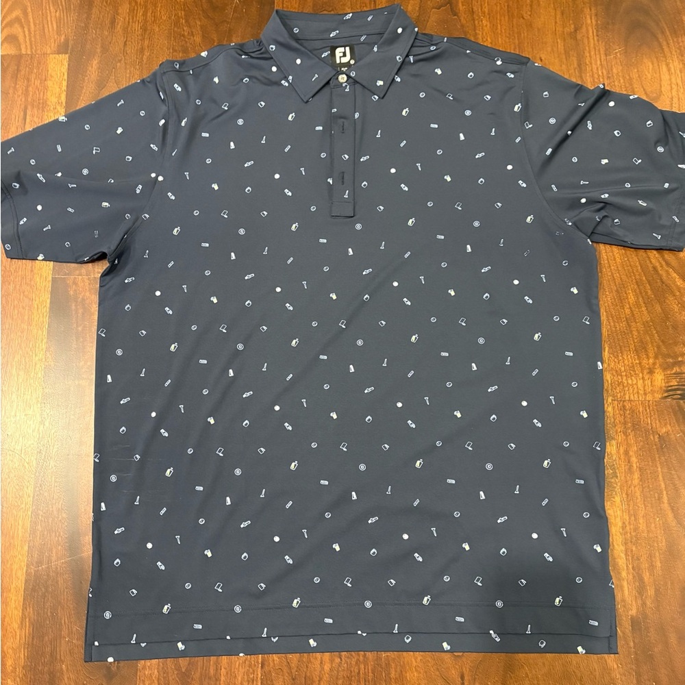 FootJoy Men's Dark Blue Patterned Polo
